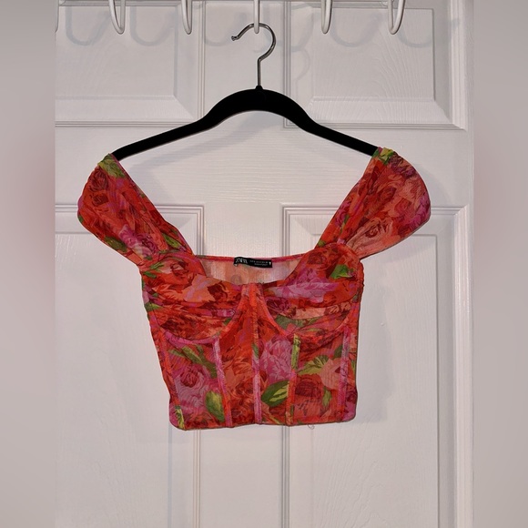 Zara Tops Zara Floral Corset Crop Top Poshmark